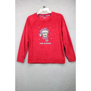 Life is Good Velour Christmas Pajama Top-Size Medium-Holiday Dog